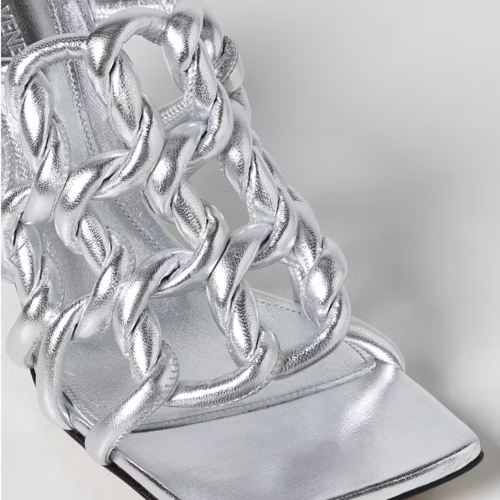 Bottega Veneta Stretch Reflection Weave Mule Sandals US 6